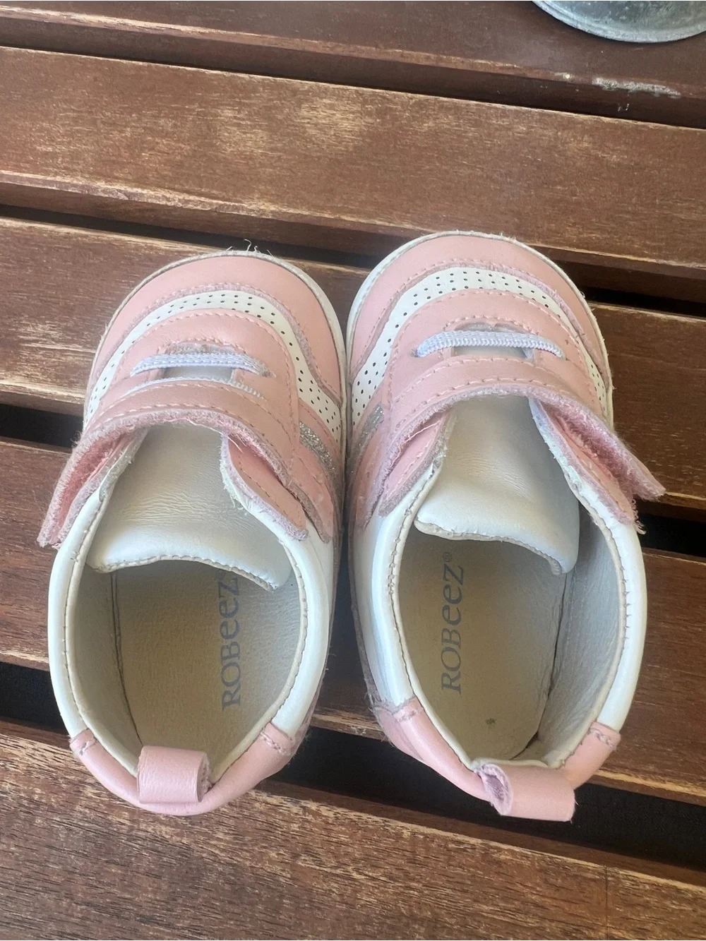 Robeez Pink and White Baby Walker Sneakers
